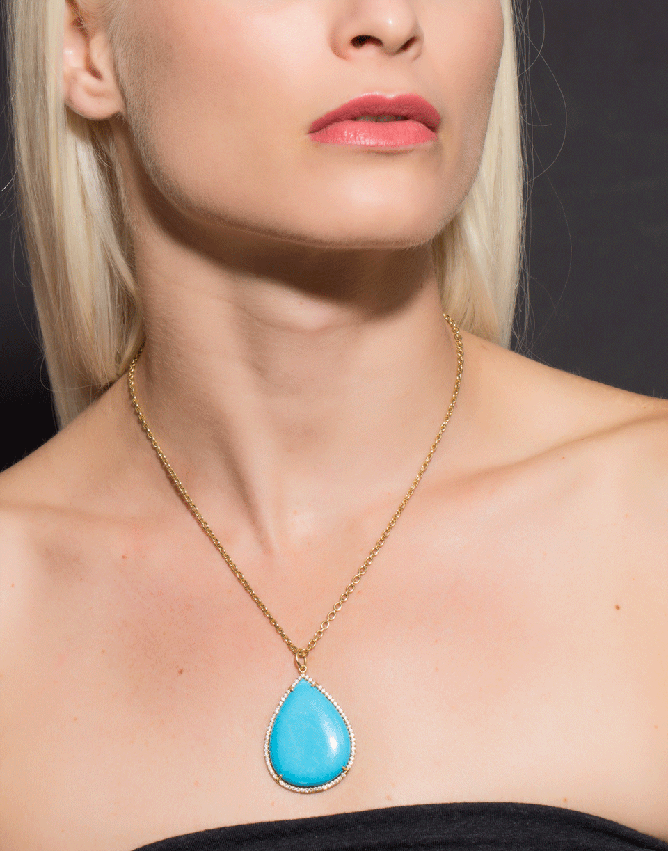 IRENE NEUWIRTH JEWELRY-Pear Shape Turquoise Necklace-YELLOW GOLD
