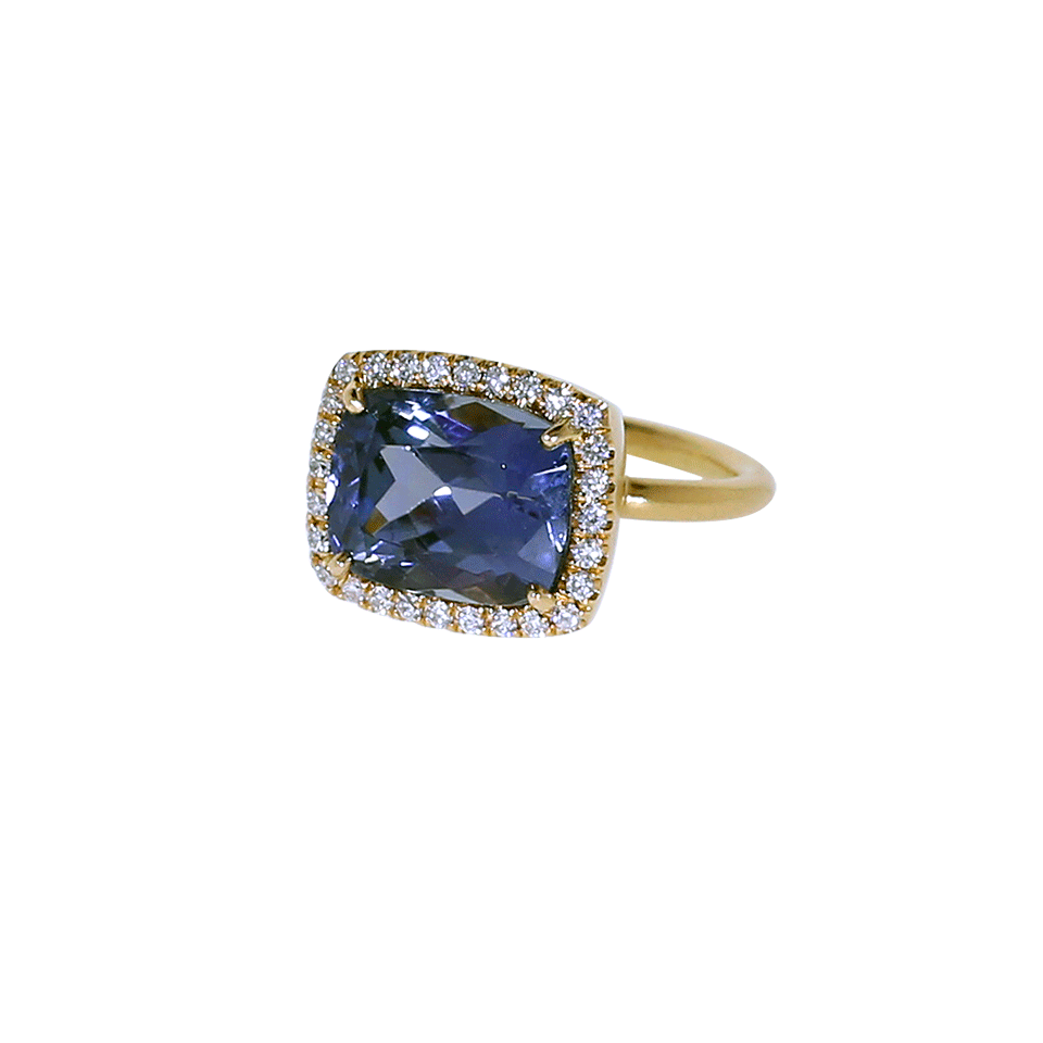IRENE NEUWIRTH JEWELRY-Ocean Tanzanite And Diamond Pave Ring-ROSE GOLD