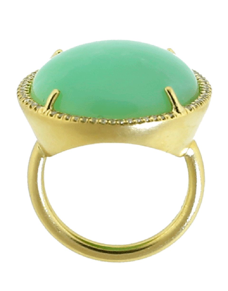 IRENE NEUWIRTH JEWELRY-Cabochon Mint Chrysoprase Ring-YELLOW GOLD
