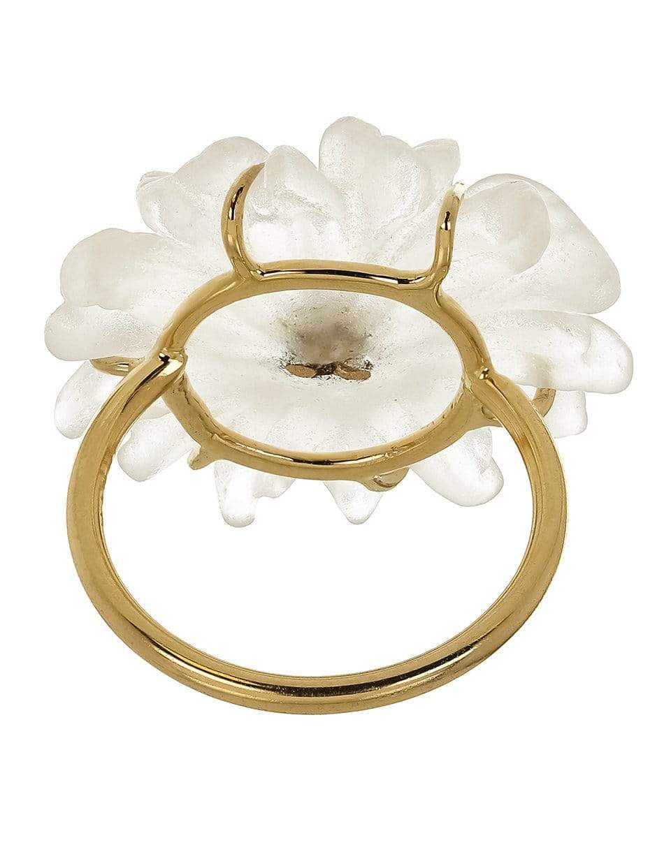 JACQUIE AICHE-Diamond & Carved Glass Flower Ring-YELLOW GOLD