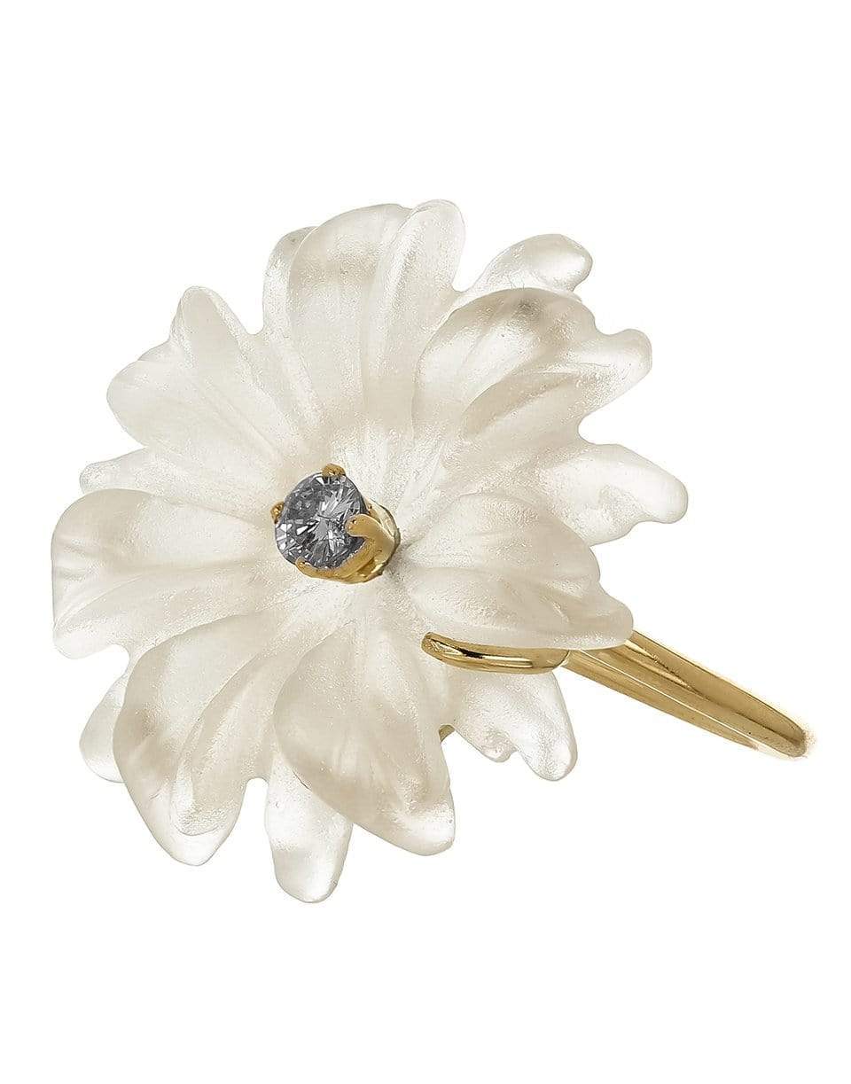 JACQUIE AICHE-Diamond & Carved Glass Flower Ring-YELLOW GOLD