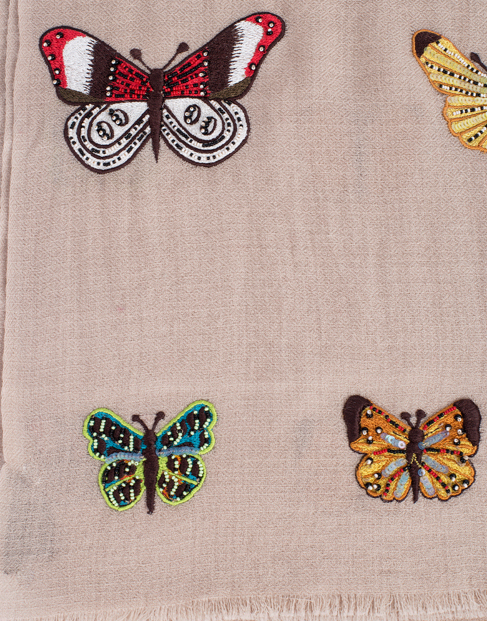 JANAVI INDIA-Beaded Butterfly Scarf-NATURAL