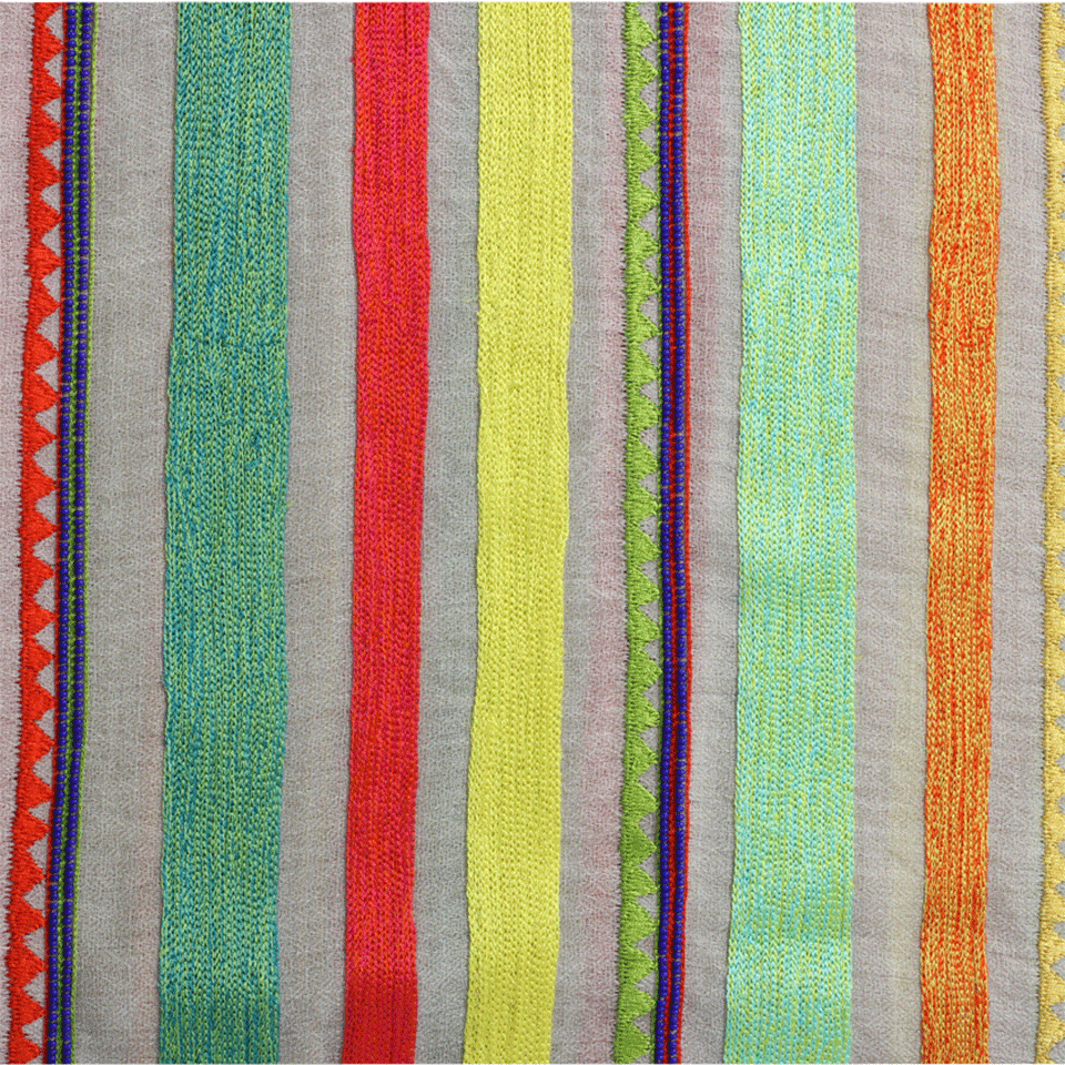 JANAVI INDIA-Asymmetric Stripes Scarf-NATURAL