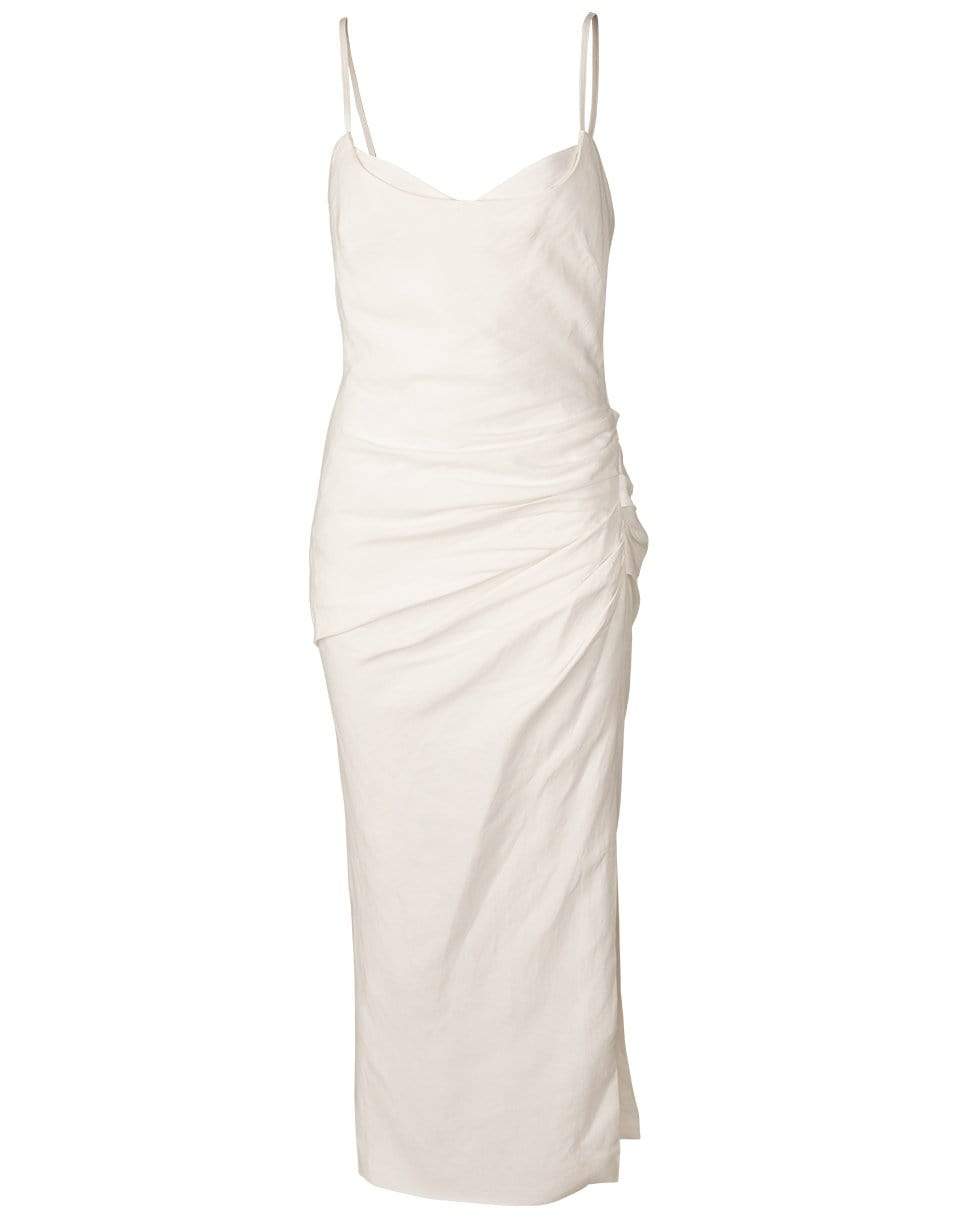White Ariel Draped Linen Gown CLOTHINGDRESSGOWN SIMKHAI   