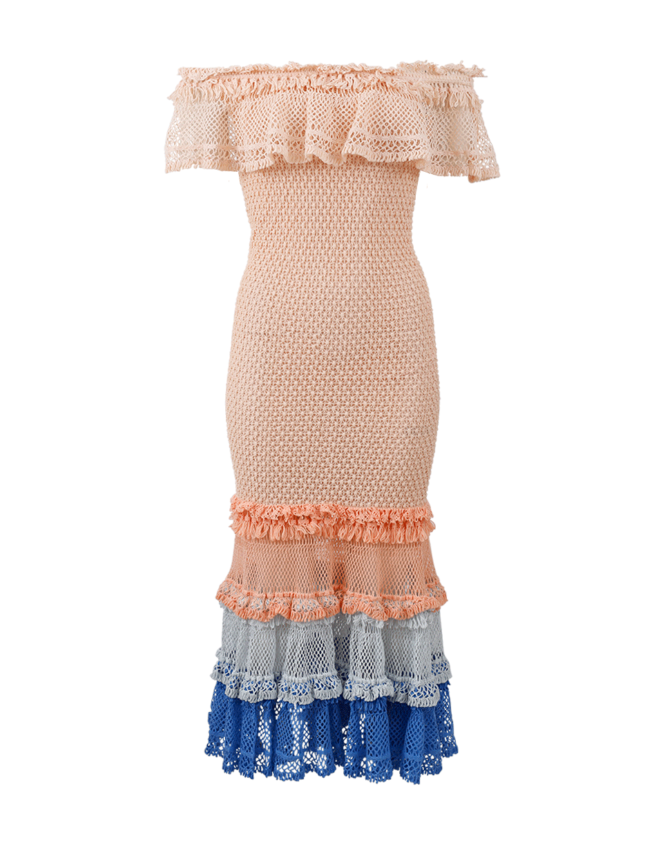SIMKHAI-Ruffle Crochet Off Shoulder Gown-
