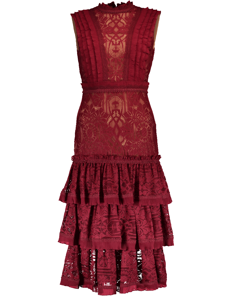 SIMKHAI-Tower Mesh Lace Ruffle Dress-