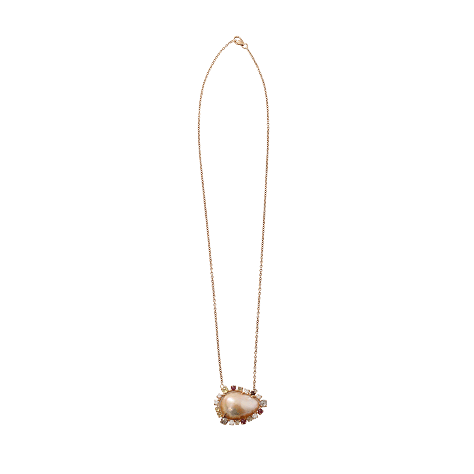 JORDAN ALEXANDER-Pearl Slice And Sapphire Necklace-ROSE GOLD
