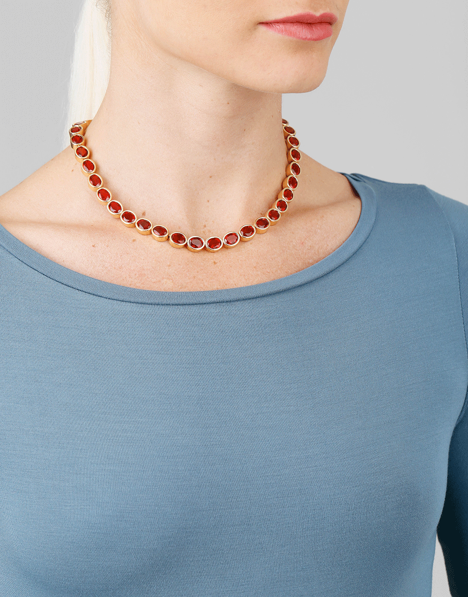 KATHERINE JETTER-Mexican Fire Opal Necklace-YELLOW GOLD