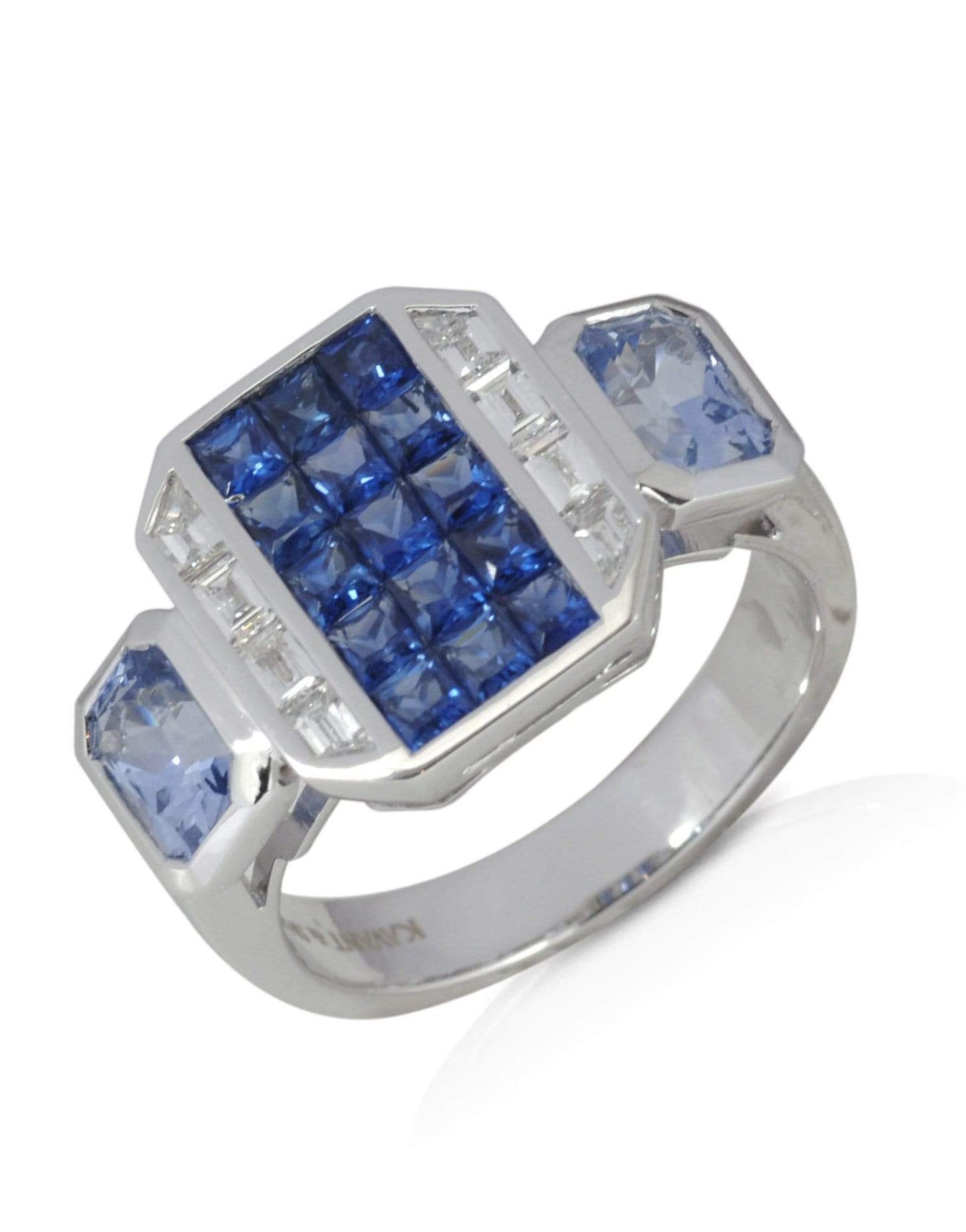 Blue Sapphire and Diamond Geoart Signet Ring JEWELRYFINE JEWELRING KAVANT & SHARART   