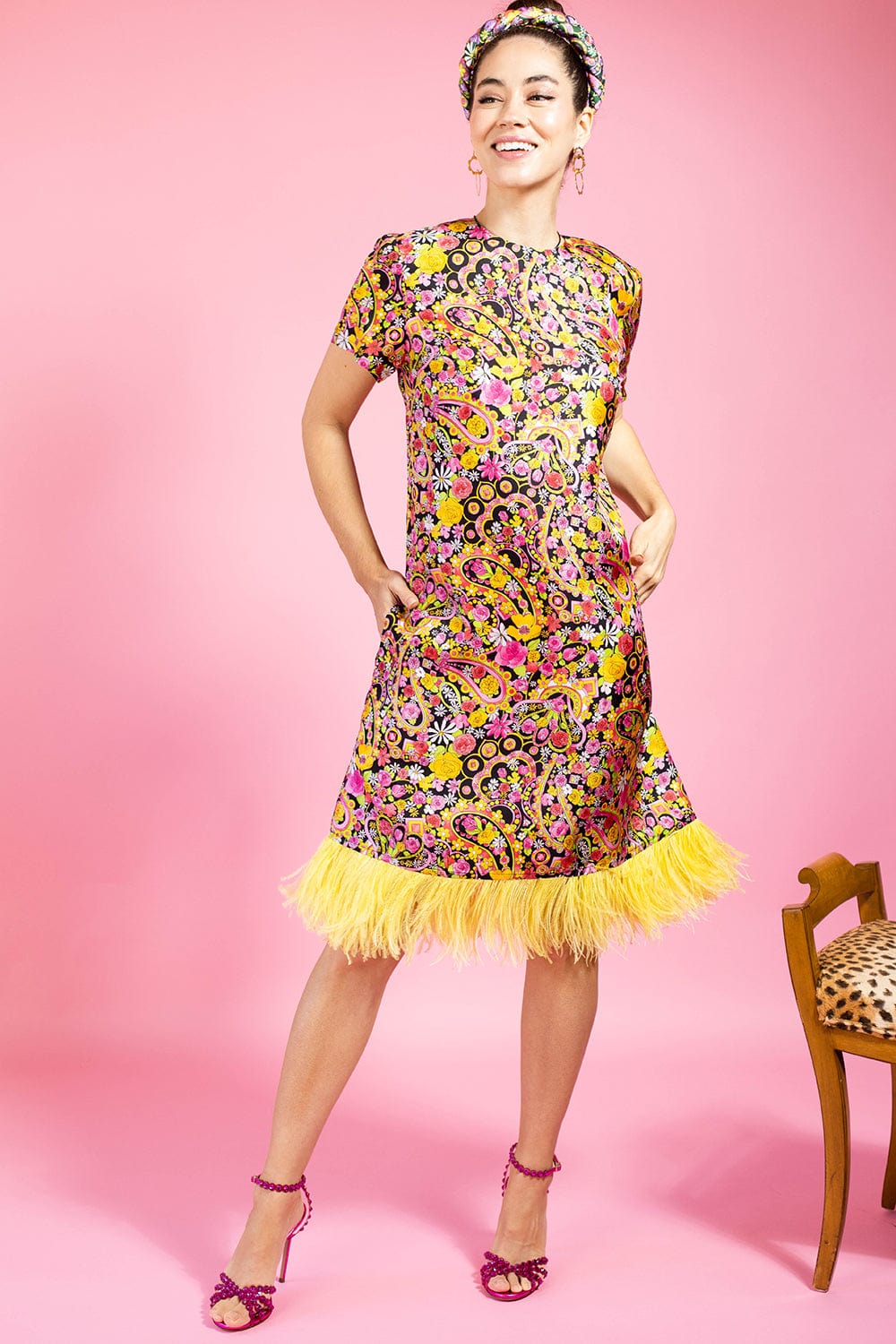 LA DOUBLEJ-Mini Swing Dress With Feathers-