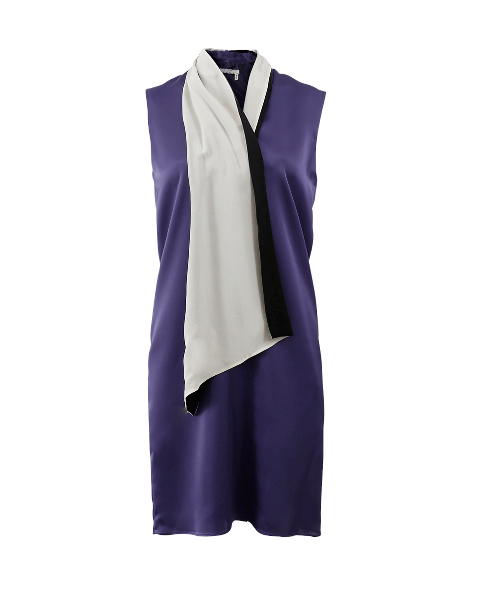 LANVIN-Bi-Color Drape Neck Dress-