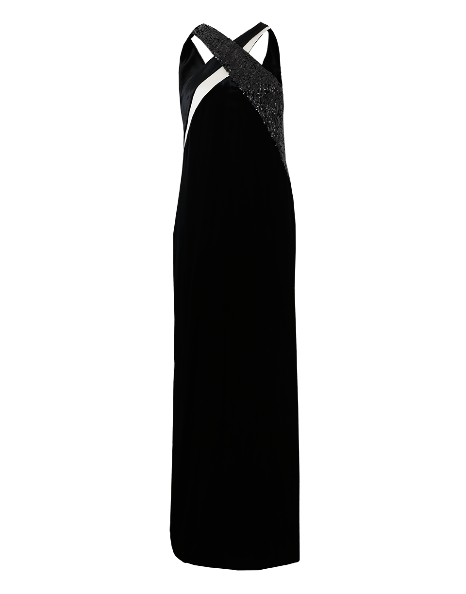 LANVIN-Halter Beaded Gown-BLACK
