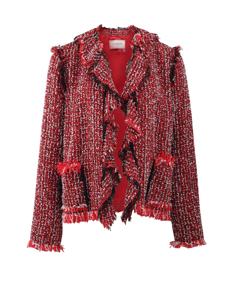 LANVIN-Tweed Ruffle Jacket-RED