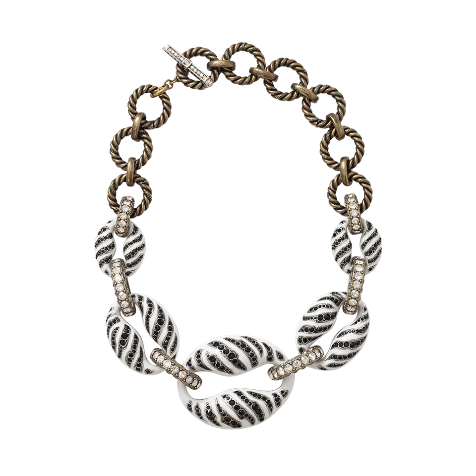 LANVIN-Mina Tiger Chain Necklace-BLK/WHT