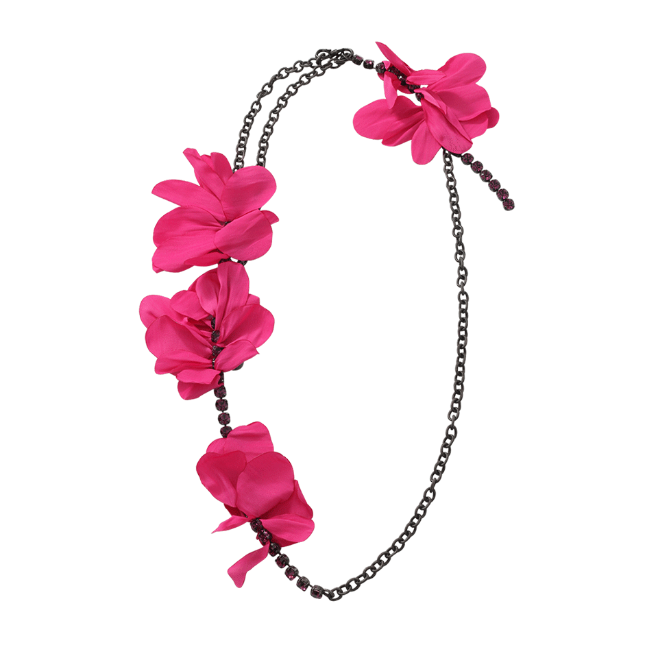 LANVIN-Gina-Sautoir Flower Necklace-FUSCHIA