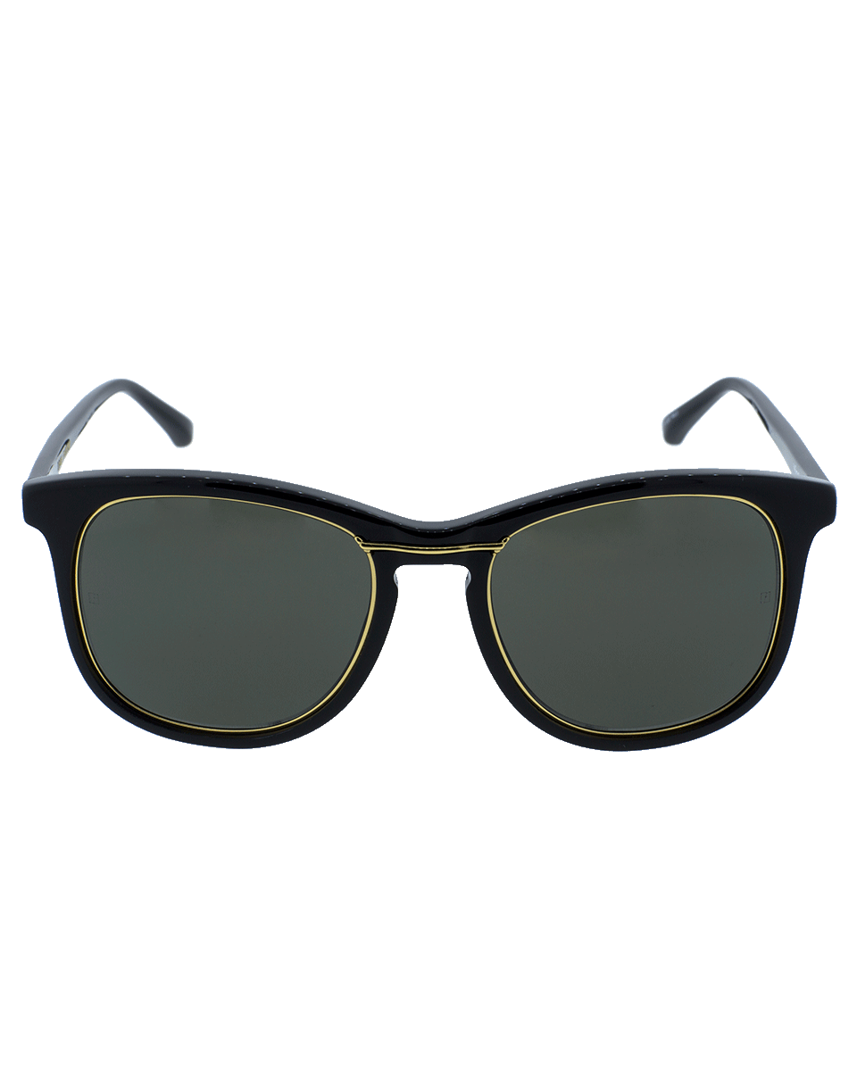 LINDA FARROW-Black Oval Sunglasses-BLACK