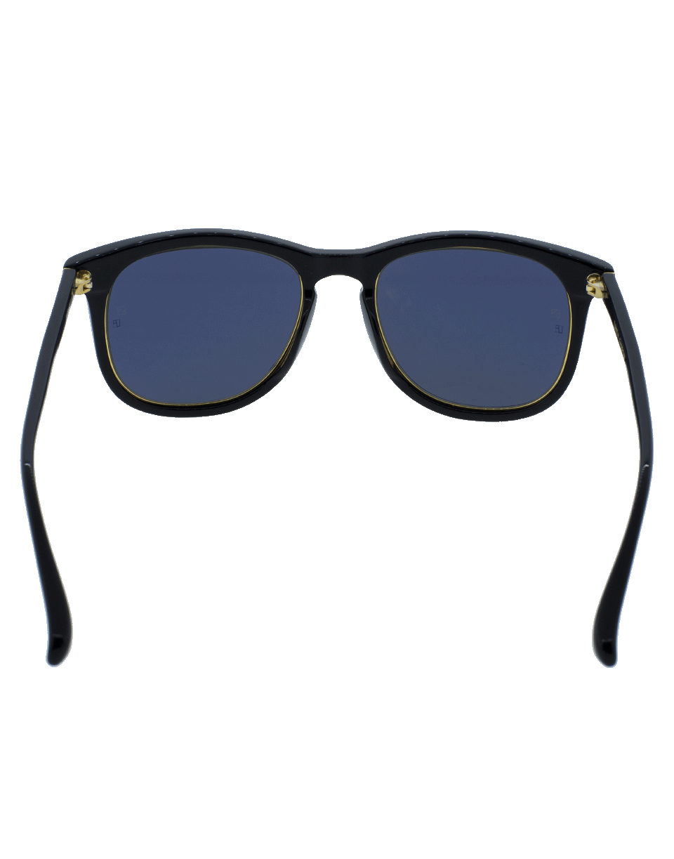 LINDA FARROW-Black Oval Sunglasses-BLACK