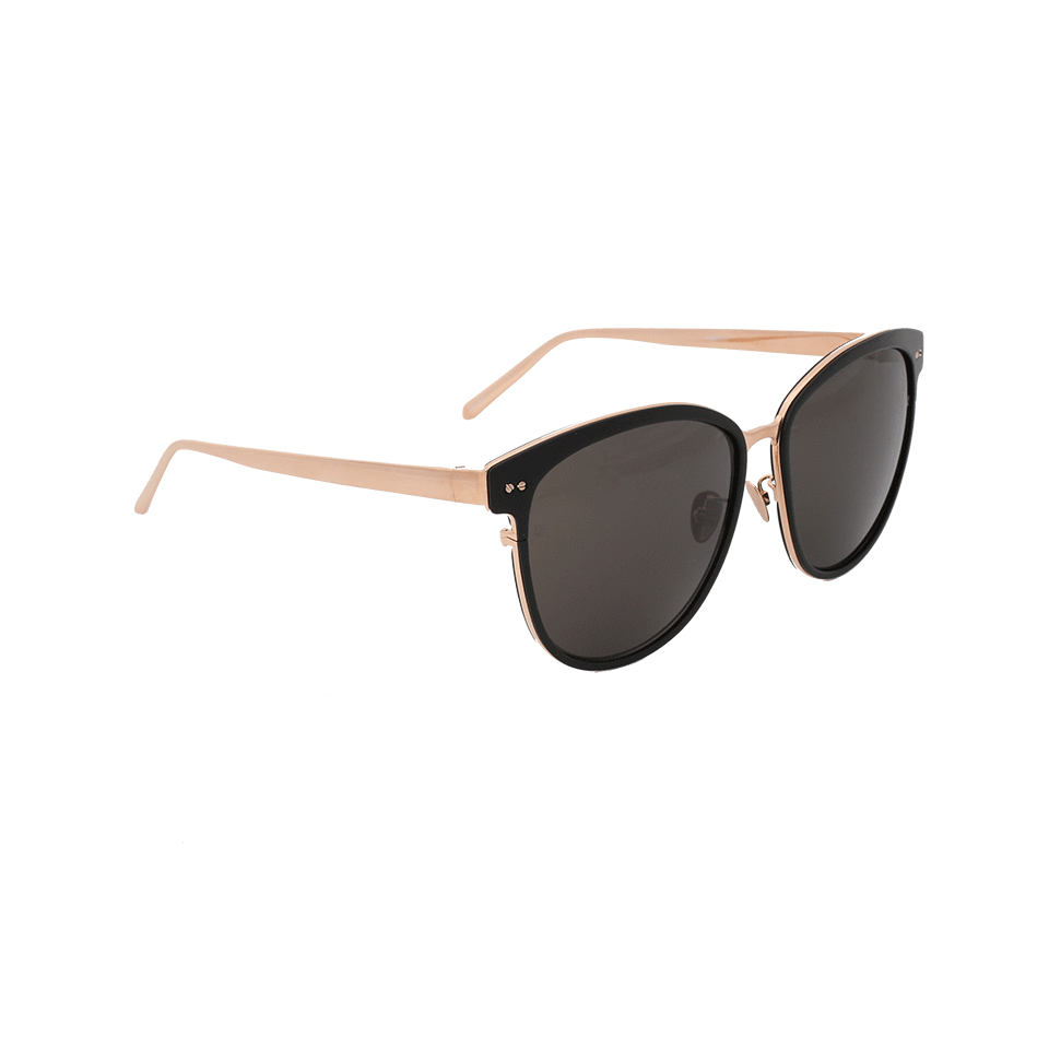 LINDA FARROW-Rose Gold Sunglasses-BLACK