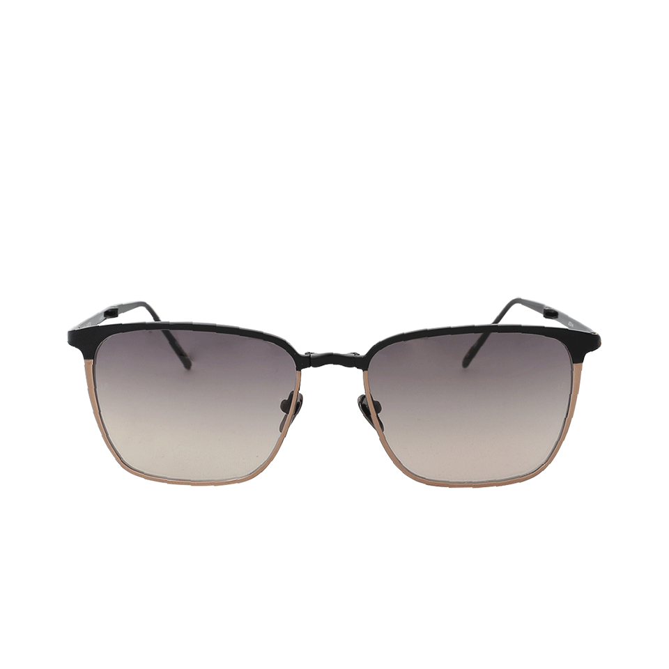 LINDA FARROW-Square Rose Gold Sunglasses-BLACK