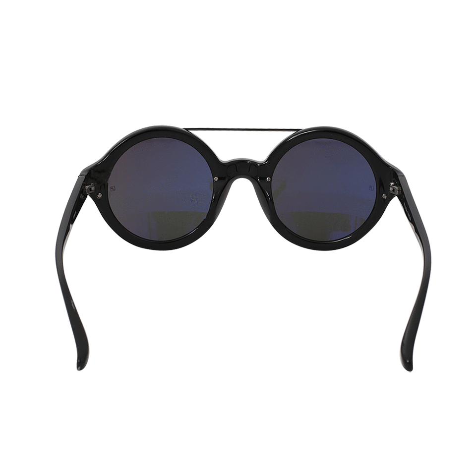 LINDA FARROW-Circle Browbar Sunglasses-BLK/GREY