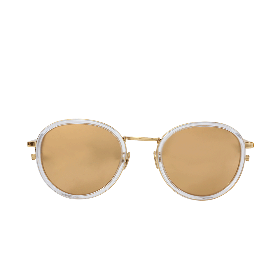 LINDA FARROW-Gold Oval Sunglasses-GOLD