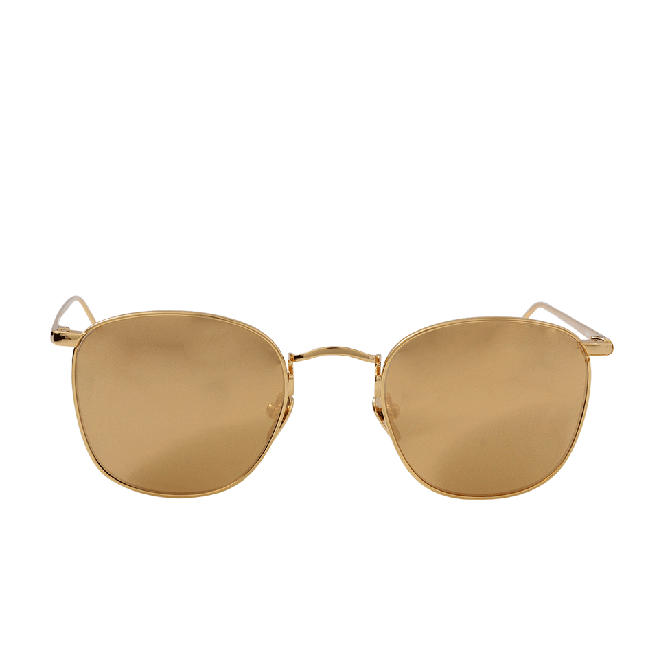 LINDA FARROW-Metal Square Sunglasses-GOLD