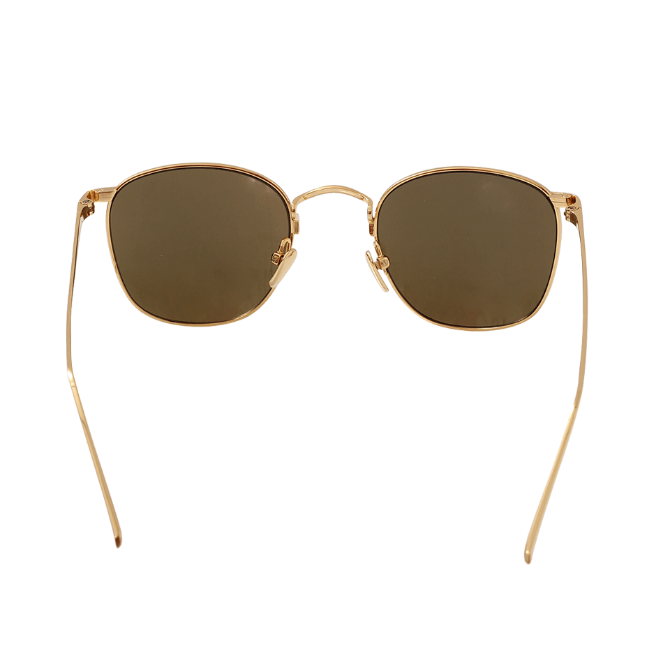 LINDA FARROW-Metal Square Sunglasses-GOLD