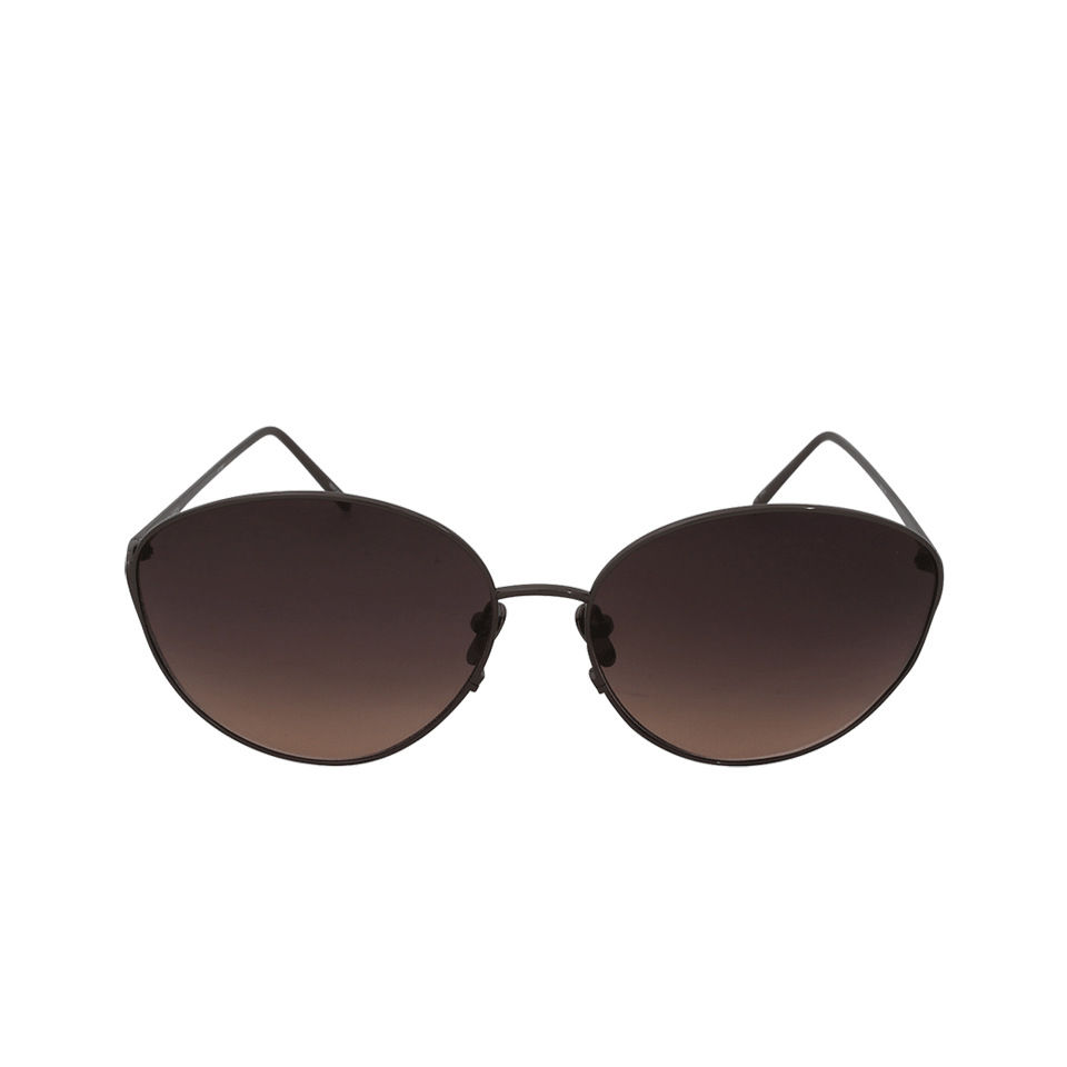 LINDA FARROW-Metal Cat-Eye Sunglasses-NICKEL