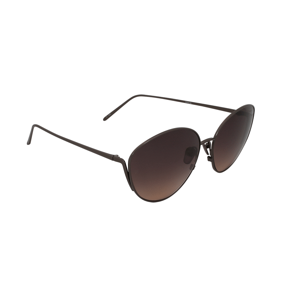 LINDA FARROW-Metal Cat-Eye Sunglasses-NICKEL