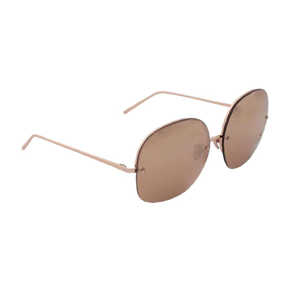 LINDA FARROW-Oversized Rounded Sunglasses-ROSE GLD