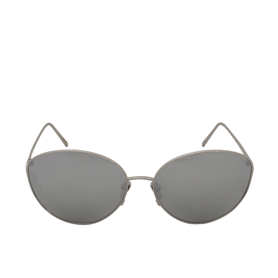 LINDA FARROW-Metal Cat-Eye Sunglasses-WHITE