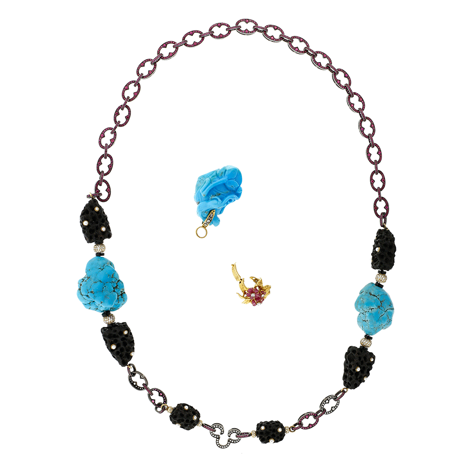 LOTUS ARTS de VIVRE-Free Form Turquoise Necklace-SILVER