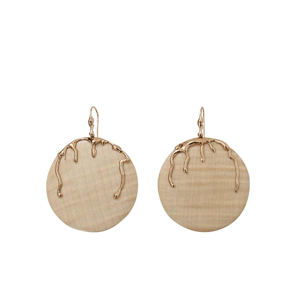 LUCIFER VIR HONESTUS-Maple Wood Disc Earrings-ROSE GOLD