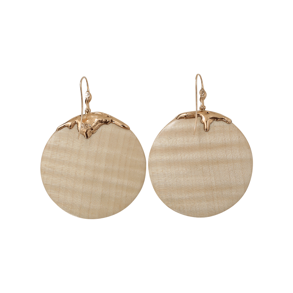 LUCIFER VIR HONESTUS-Maple Wood Disc Earrings-ROSE GOLD