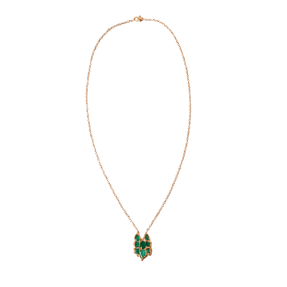 LUCIFER VIR HONESTUS-Emerald Owl Pendant Necklace-ROSE GOLD
