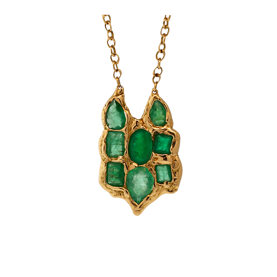 LUCIFER VIR HONESTUS-Emerald Owl Pendant Necklace-ROSE GOLD