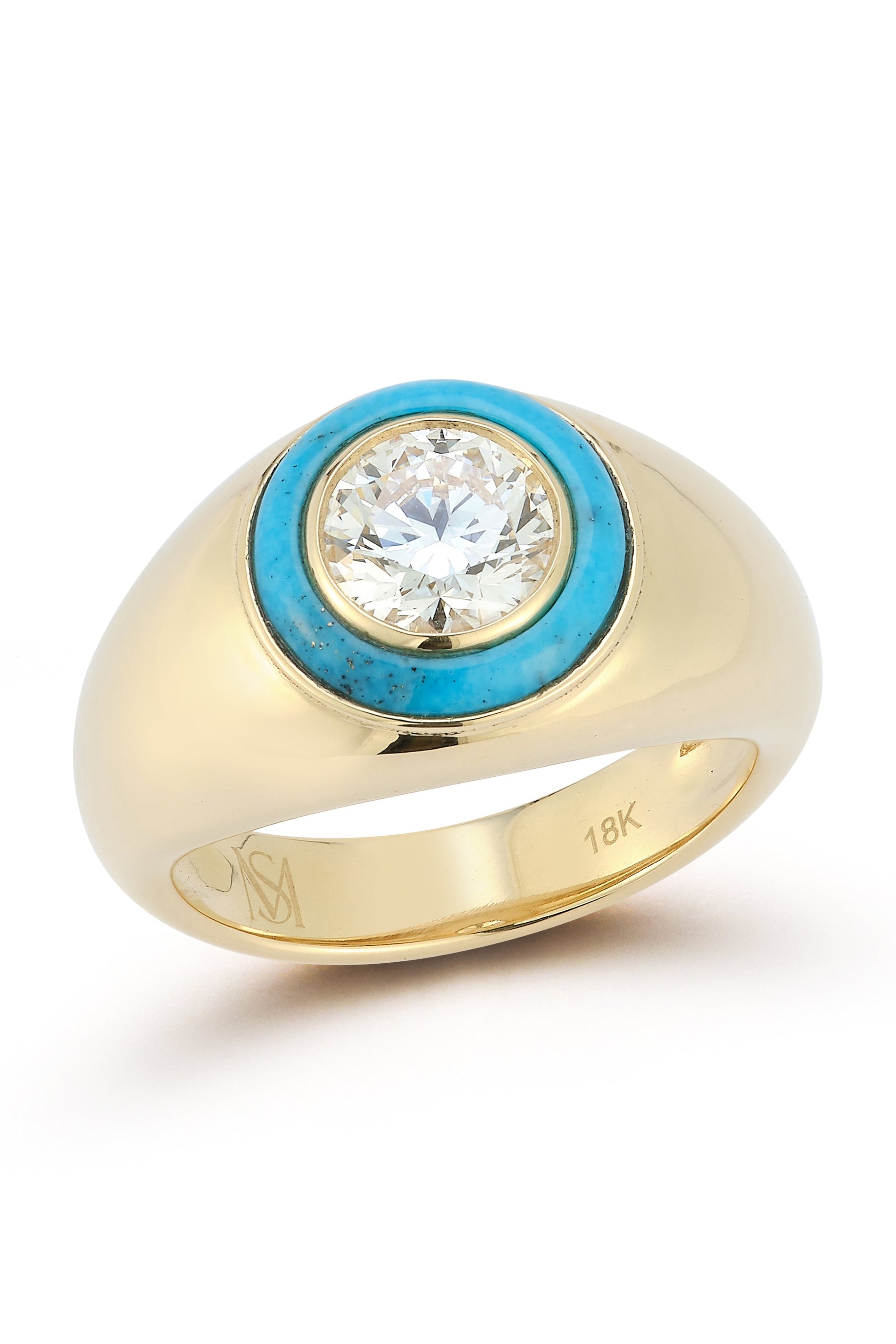 MAGGI SIMPKINS-Round Bubble Ring - Turquoise-YELLOW GOLD