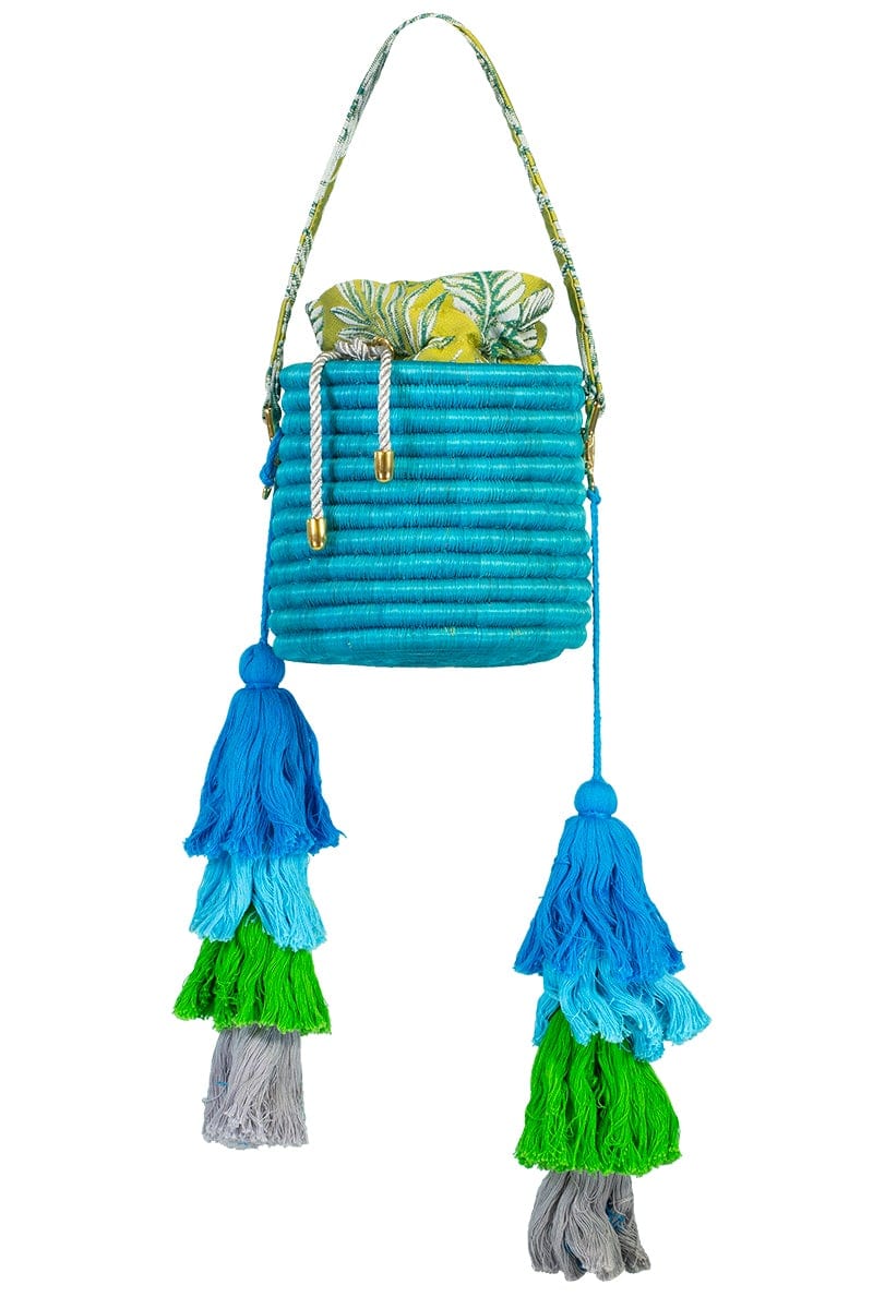 MAISON ALMA-Hand Woven Bucket Bag-BLUE