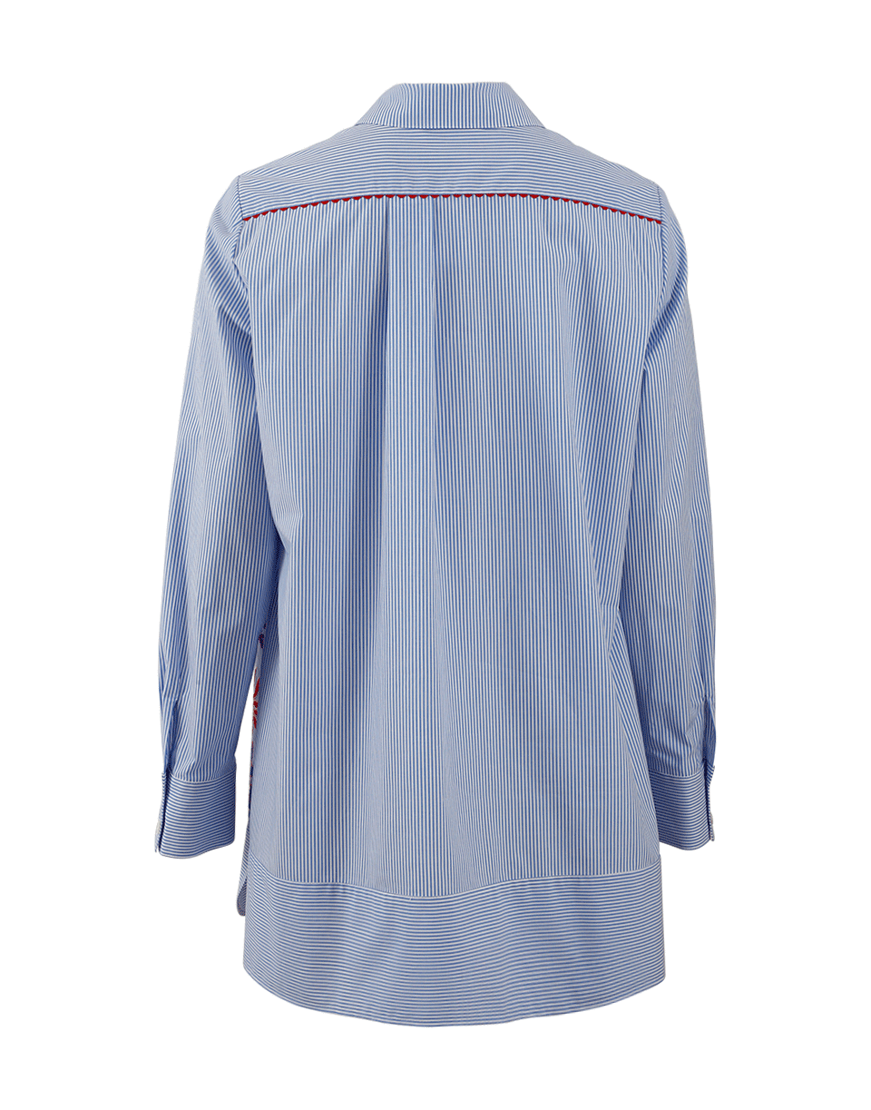 MAISON COMMON-Floral Embroidered Striped Tunic-