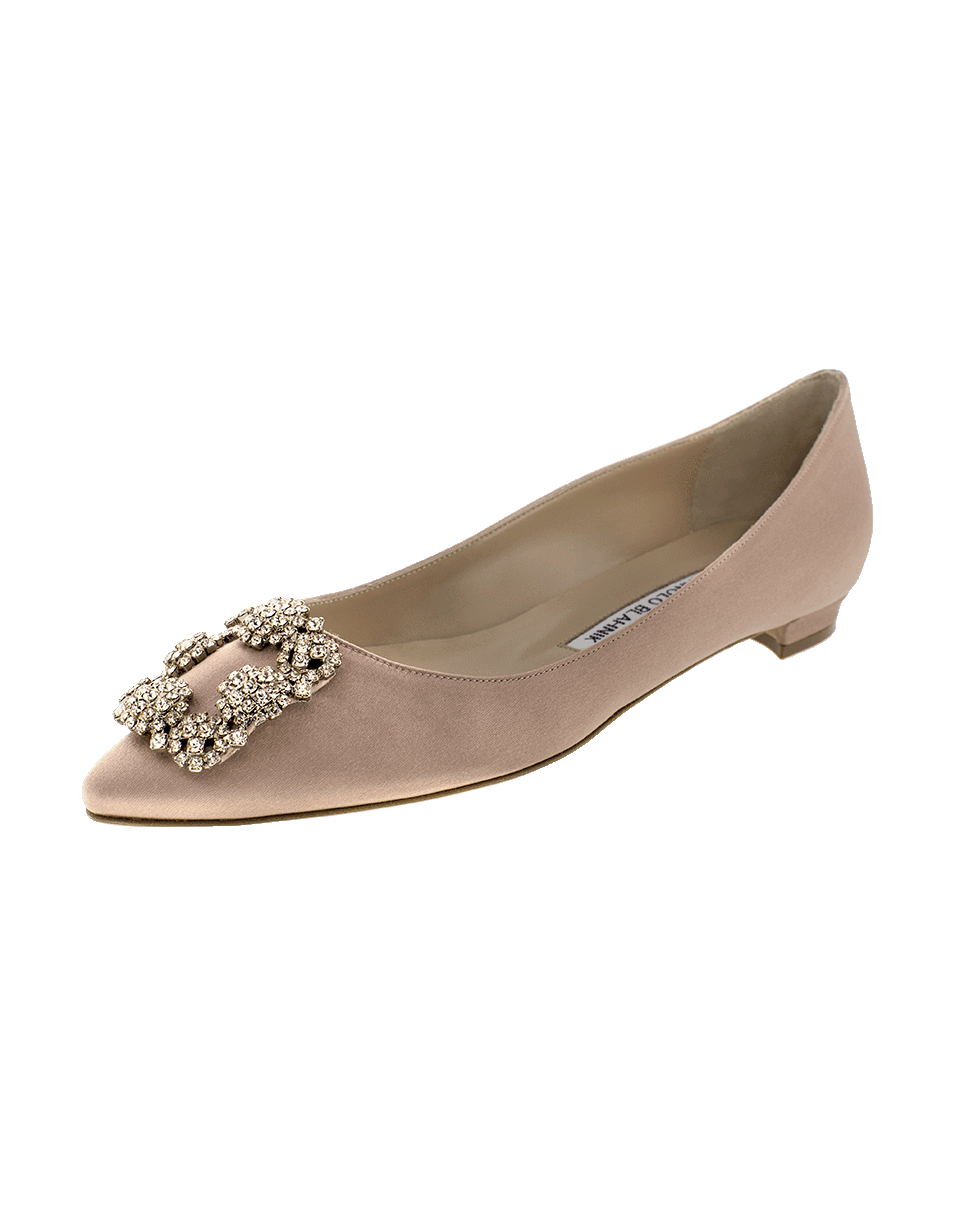 MANOLO BLAHNIK-Jewel Toe Satin Flat Shoe-