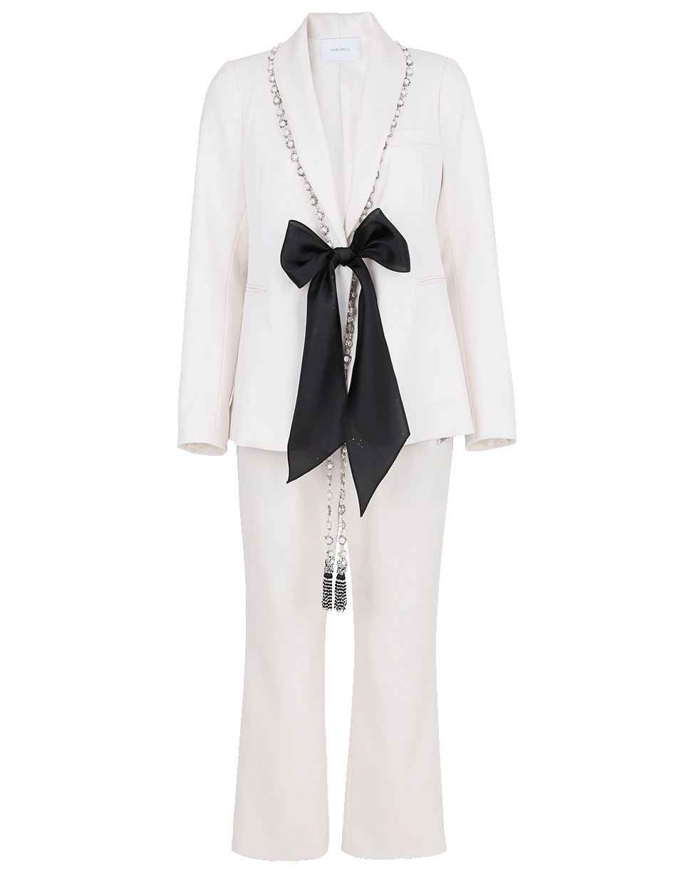 MARCHESA-Pearl Embroidered Jacket With Cropped Pant-