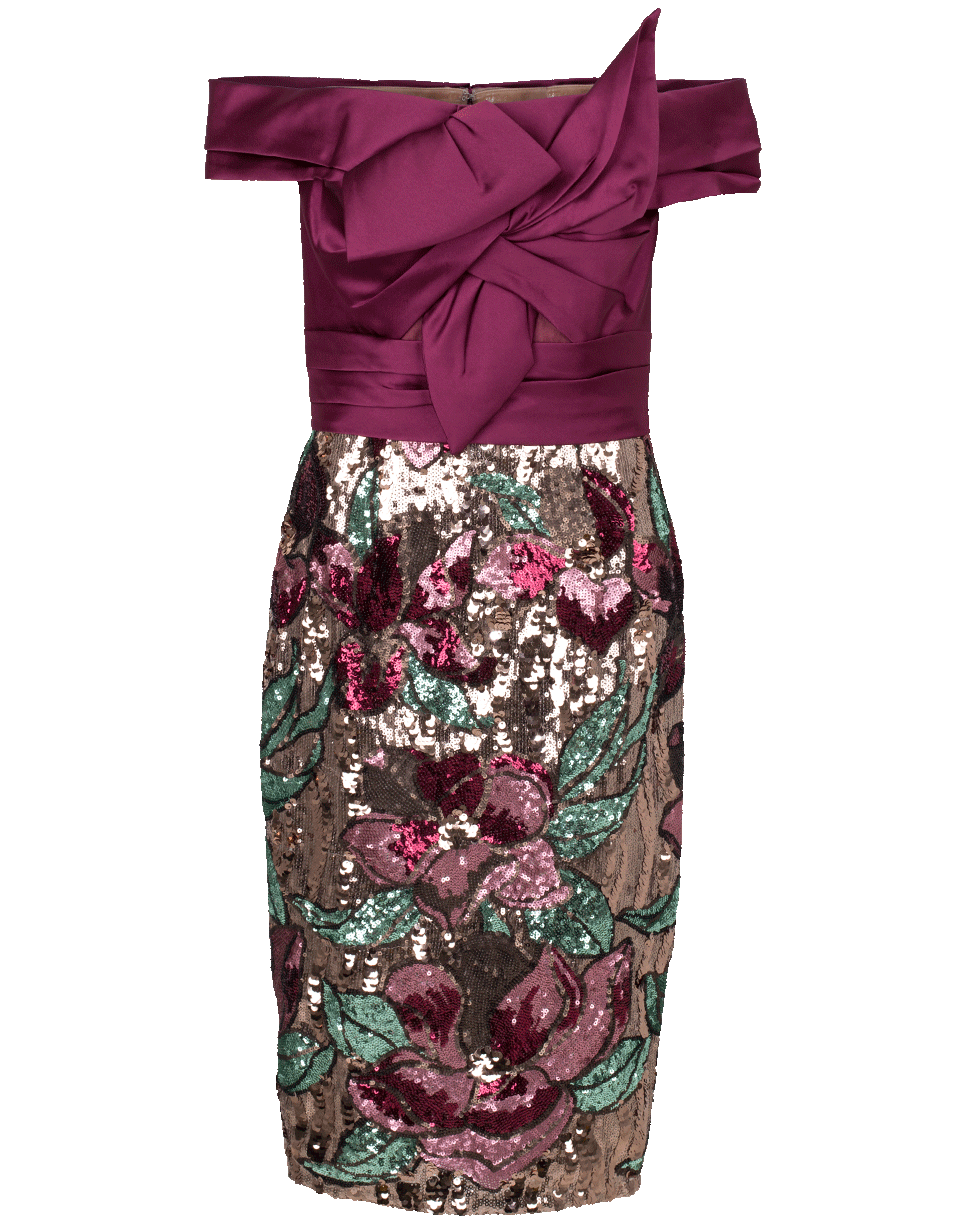 MARCHESA NOTTE-Artwork Sequin Coctail Dress-