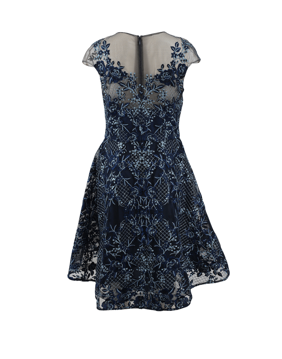 MARCHESA NOTTE-Embroidered Cocktail Dress-