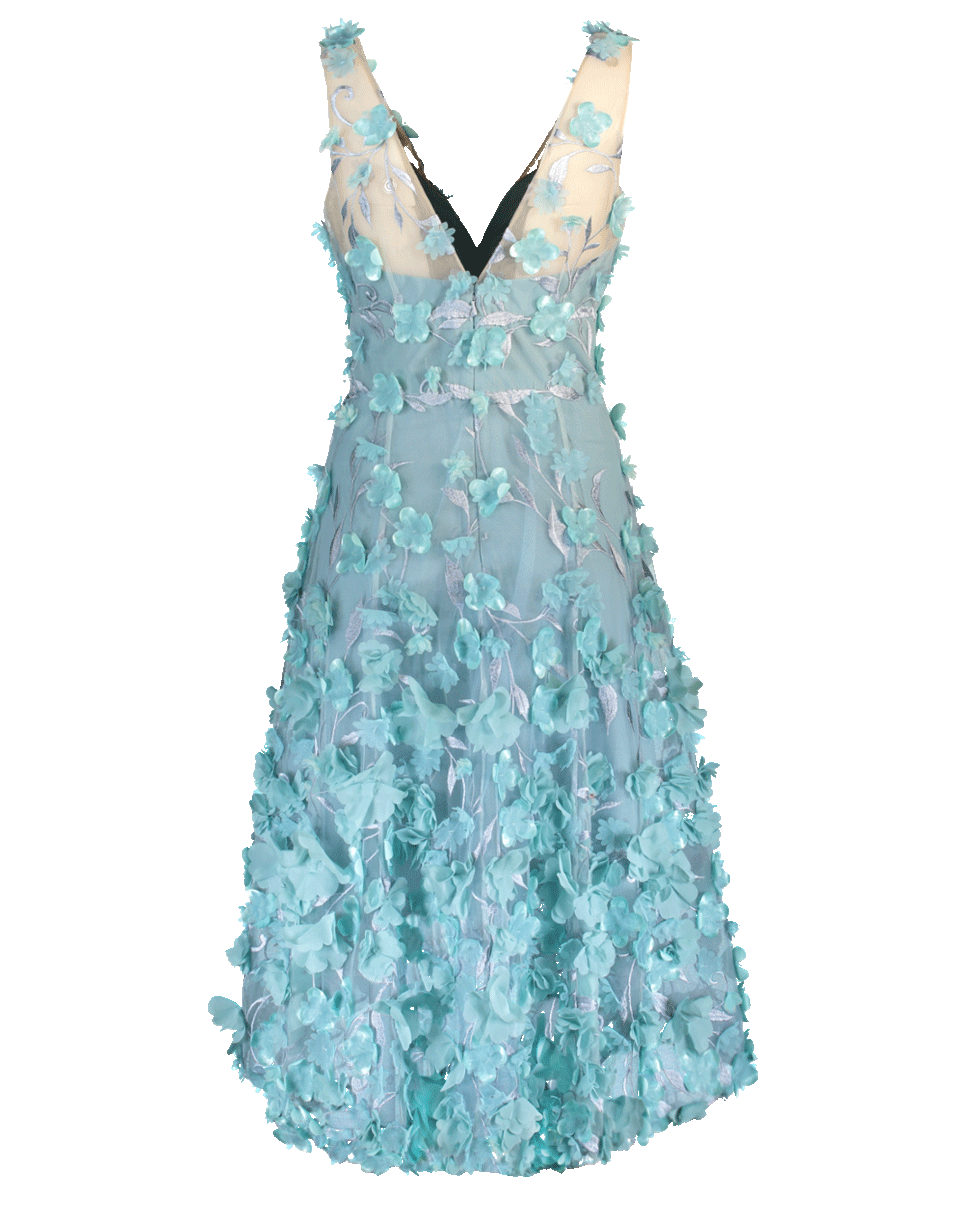 MARCHESA NOTTE-High Low 3D Petal Cocktail Dress-