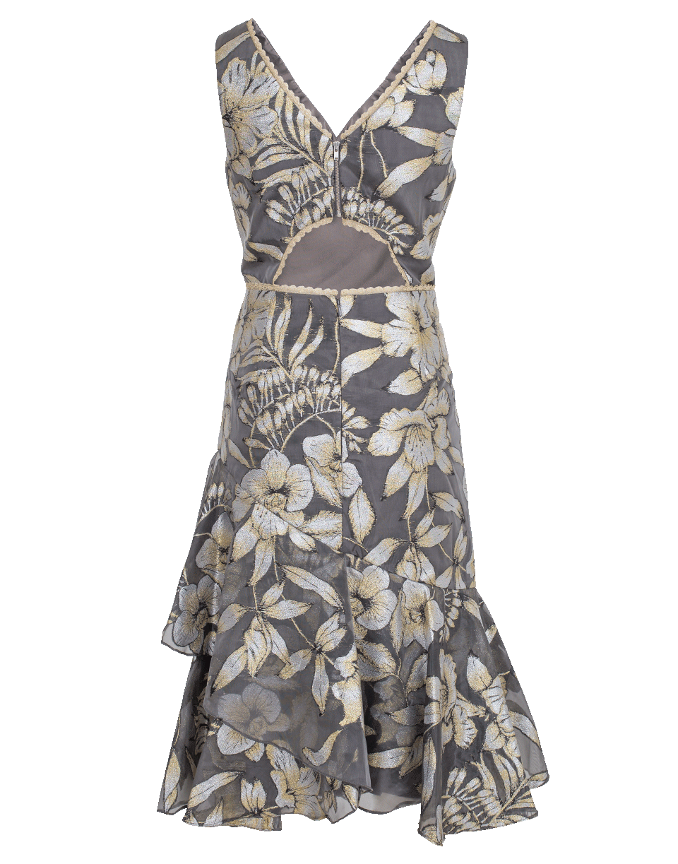 MARCHESA NOTTE-Metallic Cocktail Dress-