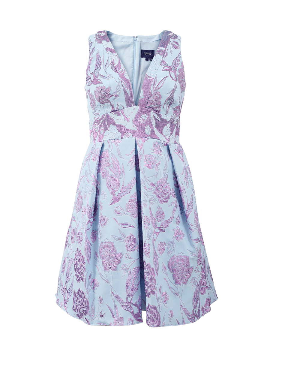 MARCHESA NOTTE-Metallic Floral Dress-