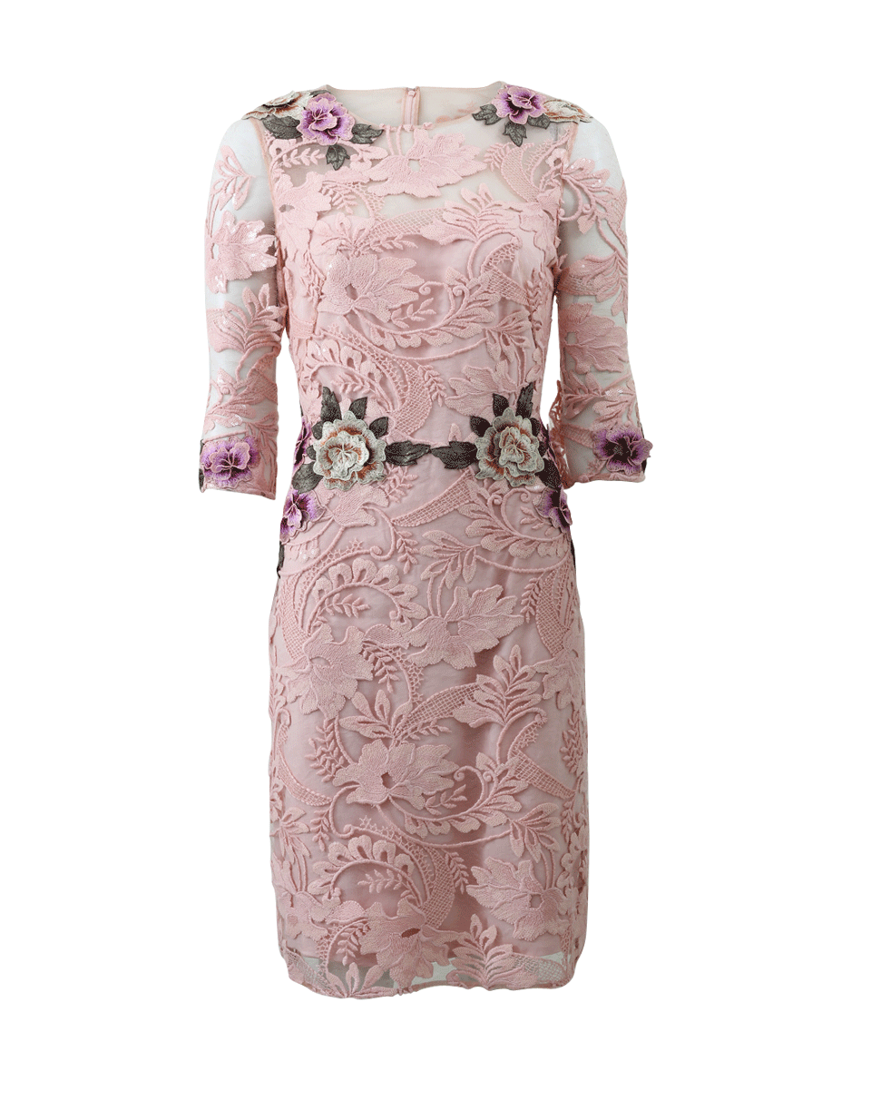 MARCHESA NOTTE-Sequined Floral Threadwork Cocktail Dress-