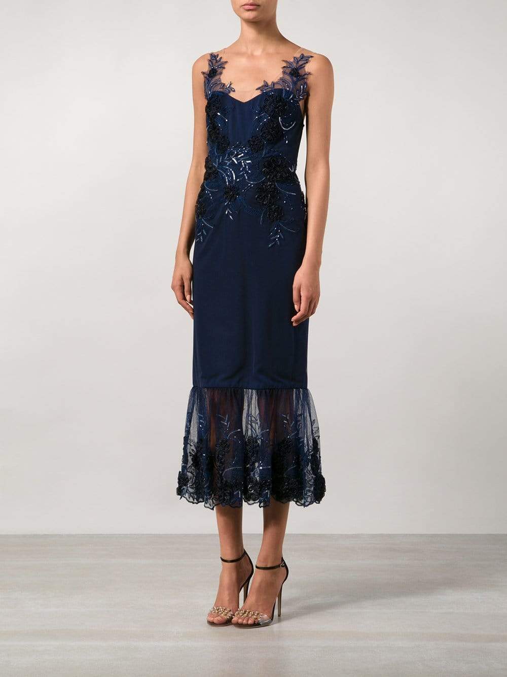 3-D Floral Midi-Length Gown CLOTHINGDRESSGOWN MARCHESA NOTTE   