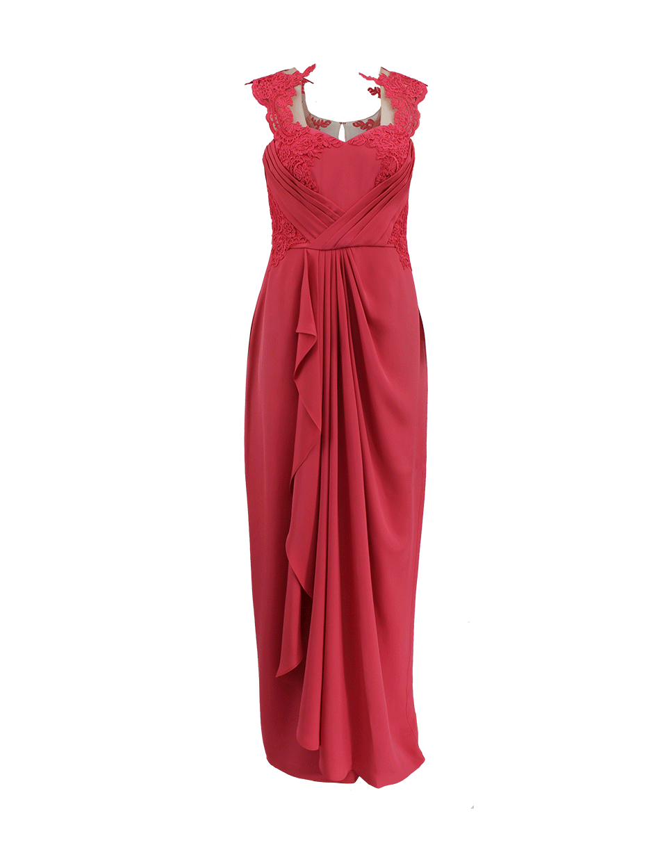 MARCHESA NOTTE-Draped Lace Gown-