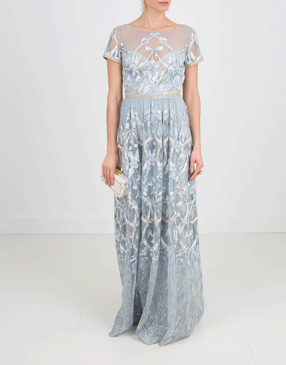 MARCHESA NOTTE-Embroidered Gown-